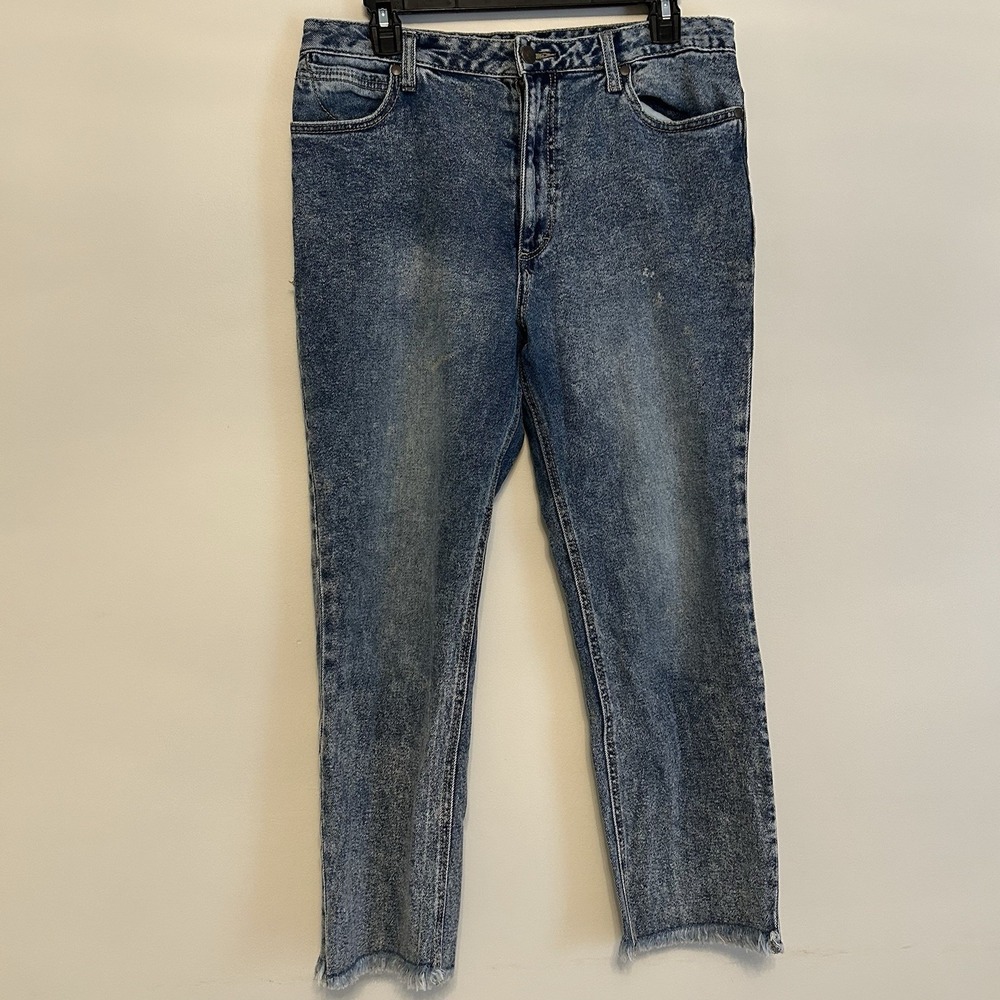 Wrangler Distressed Acid Wash‎ Raw Hem Blue Jeans Pants Women's 30 Cotton Blend